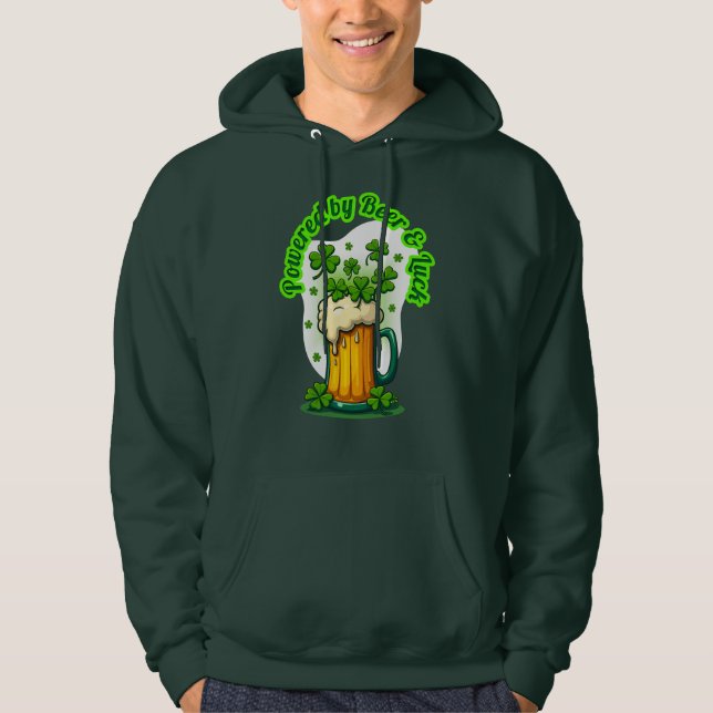 Powered by Beer St Patrick’s Day Shirt – moletom Hoodie (Framsida)