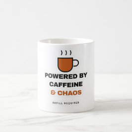 Powered By Caffeine And Chaos Funny Coffee Mug Kaffemugg