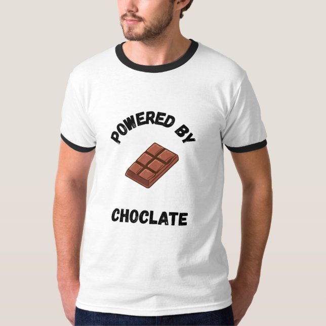 Powered By Chocolate | Funny Design  T Shirt (Framsida)