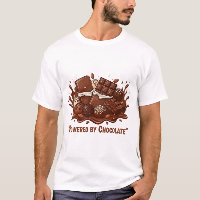 Powered by Chocolate – National Chocolates Day Art T Shirt (Framsida)