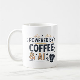 Powered by Coffee & AI Retro Tech Vector Kaffemugg