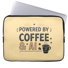 Powered by Coffee & AI Retro Tech Vector Laptop Fodral