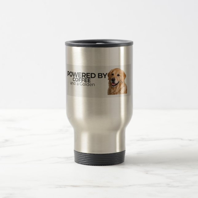 Powered by Coffee and a Golden – Stainless  Resemugg (Center)