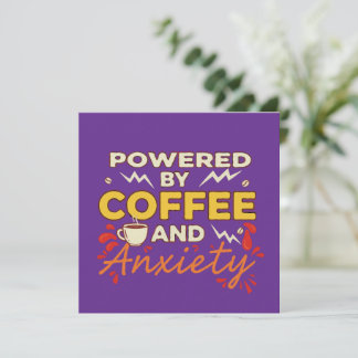 Powered by Coffee and Anxiety | Funny Retro Typogr Inbjudningar