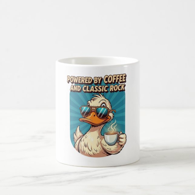 Powered by Coffee and Classic Rock - Cool Duck Kaffemugg (Center)