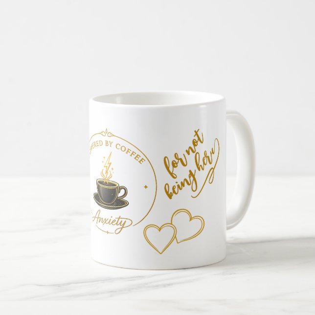 Powered by Coffee & Anxiety Mug | Funny Sarcastic  Kaffemugg (Framsida höger)