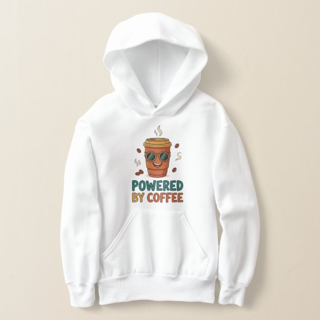 Powered by Coffee Cute Cartoon Hoodie T Shirt (Laydown)