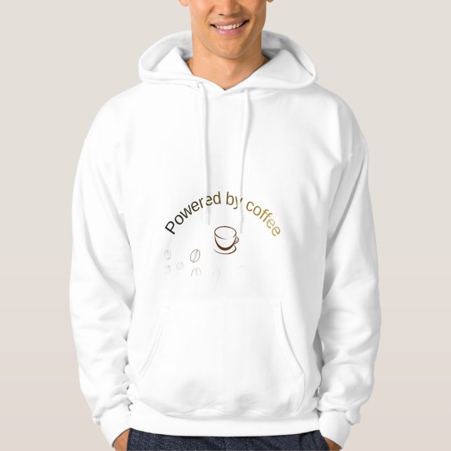 Powered by Coffee – Funny Coffee Lover Quote Desig Hoodie (Framsida)