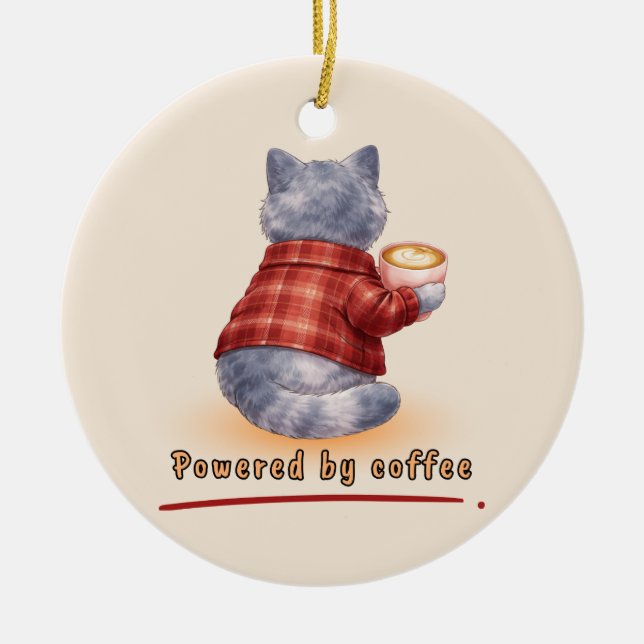 Powered by Coffee Julgransprydnad Keramik (Framsidan)