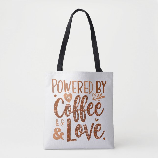 Powered by Coffee & Love – Cute Mom Life Design Tygkasse (Framsida)