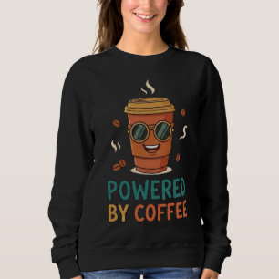Powered by Coffee Rolig T-Shirt för Kaffeälskare