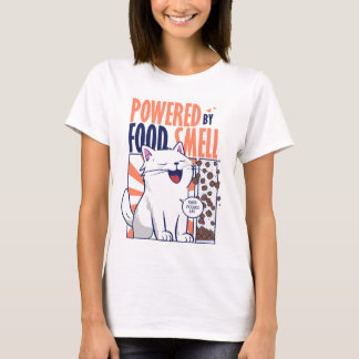 Powered by Food Smell | Funny Cat Design T Shirt