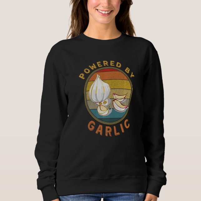 Powered By Garlic Garlicologist  Retro Cook and Ch T Shirt (Framsida)