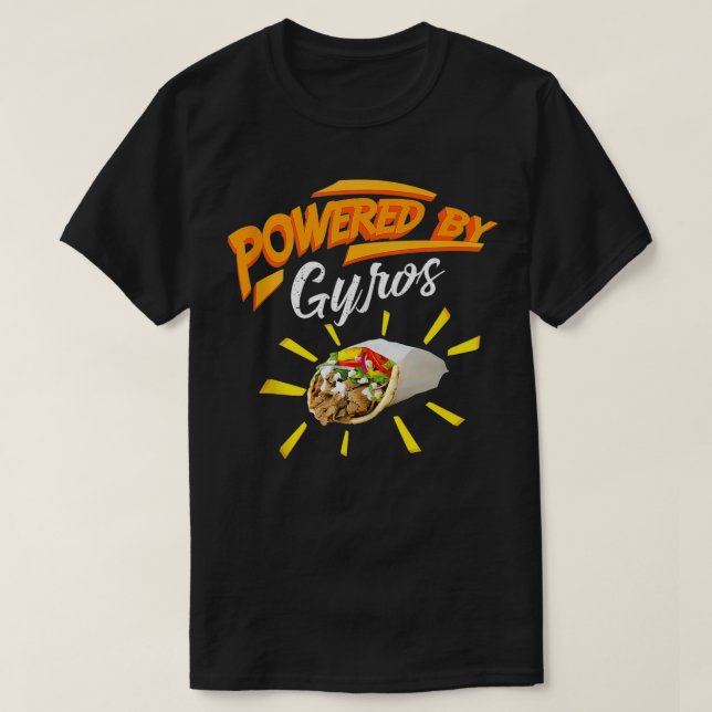 Powered By Gyros  Cute Mediterranean Dish Gift  T Shirt (Design framsida)