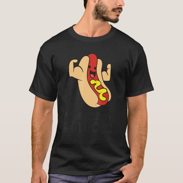 Powered By Hotdogs Hot Dog T Shirt (Framsida)