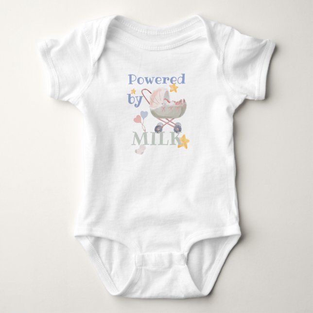 Powered by milk - baby wagon  t shirt (Framsida)