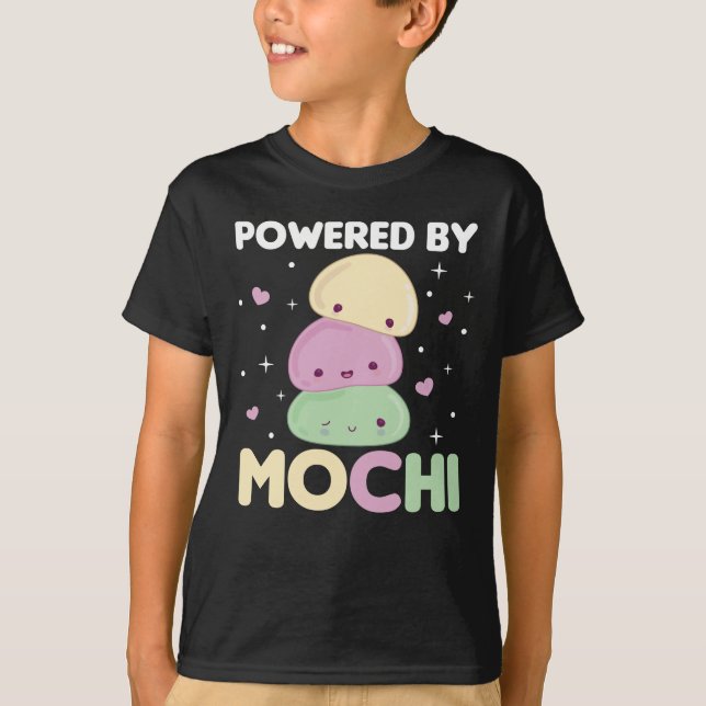 Powered By Mochi - Kawaii Mochi Ice Cream T Shirt (Framsida)