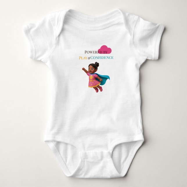 Powered by Play and Confidence Baby One‑Piece T Shirt (Framsida)