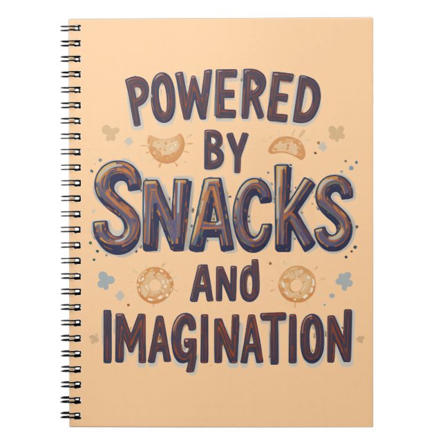 Powered by Snacks Imagination Funny Food Quote Typ Anteckningsbok (Framsidan)