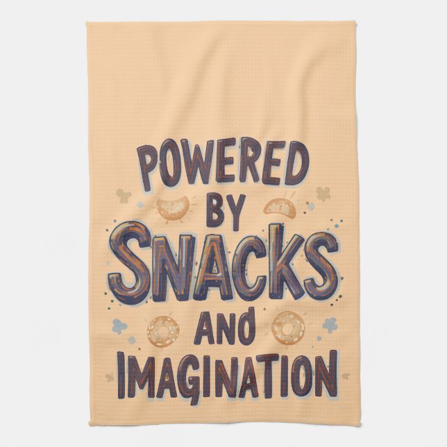Powered by Snacks Imagination Funny Food Quote Typ Kökshandduk (Vertikal)