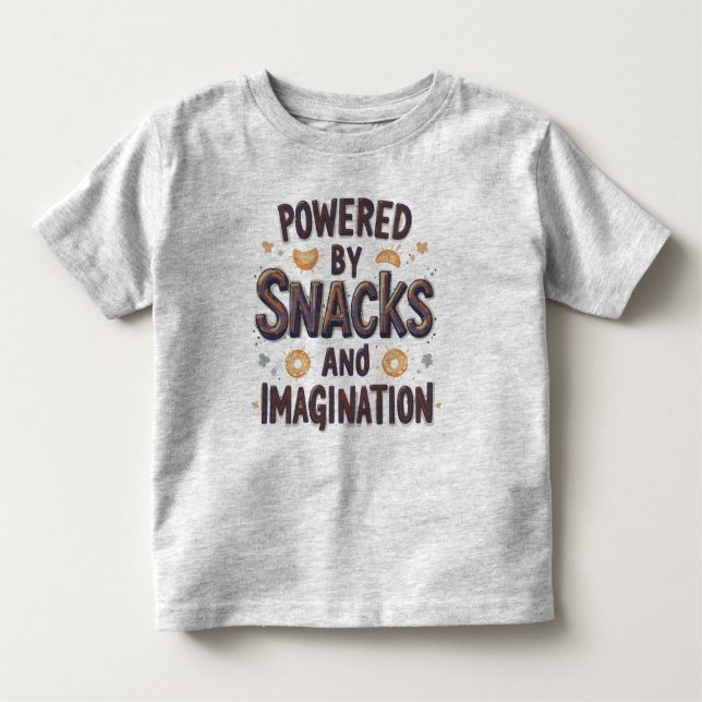 Powered by Snacks Imagination Funny Food Quote Typ T Shirt (Framsida)