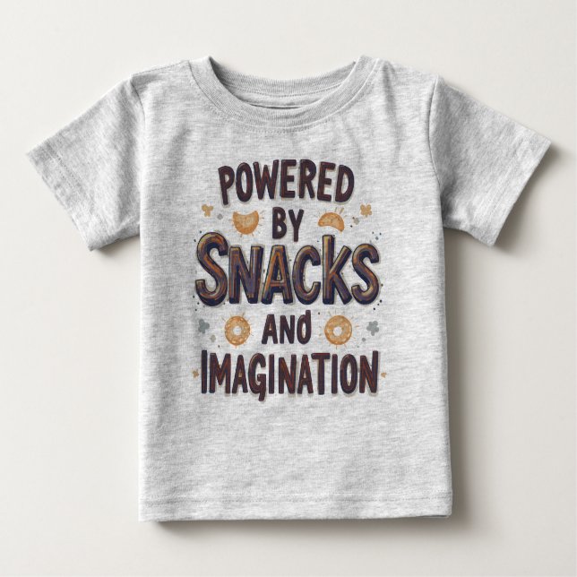 Powered by Snacks Imagination Funny Food Quote Typ T Shirt (Framsida)