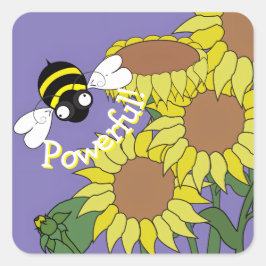 Powerful Bee Sticker Fyrkantigt Klistermärke