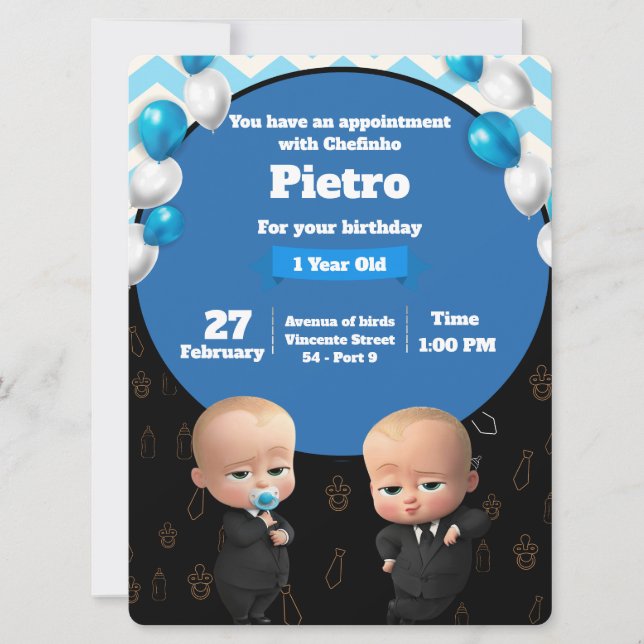 Powerful Chefinho Invitation - Party Birthday Inbjudningar (Framsida)