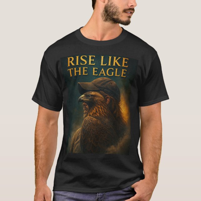 Powerful Eagle Hybrid Artwork Motivational Design T Shirt (Framsida)