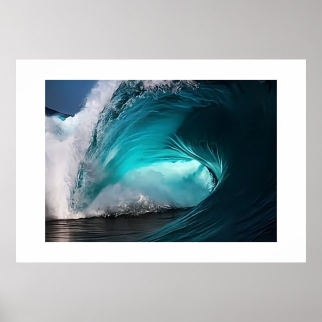 Powerful Ocean Wave Majestic Blue Sea Nature  Poster (Framsidan)