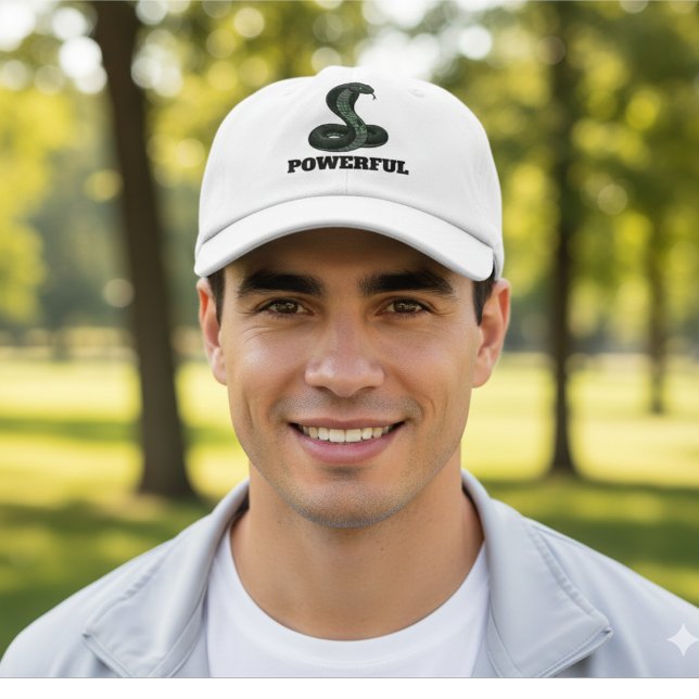 Powerful Snake Hat – Custom Text Cobra Design Cap Keps (Skapare uppladdad)