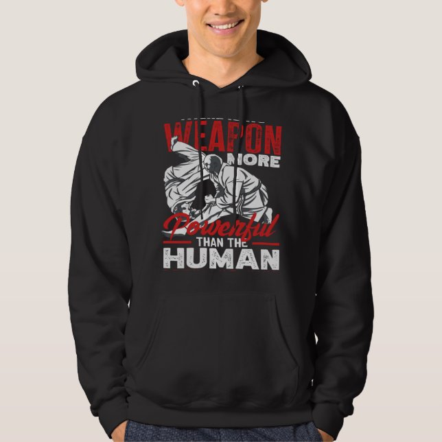Powerful Than The Human Mind Aikido Karate Jiu Jit Hoodie (Framsida)