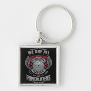 Powerlift - STEP UP - Barbell Plate - Gym Fyrkantig Silverfärgad Nyckelring