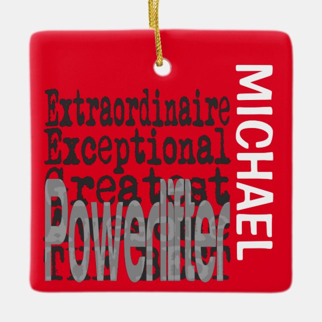 Powerlifter Extraordinaire-ANPASSNINGSBAR Julgransprydnad Keramik (Framsida)