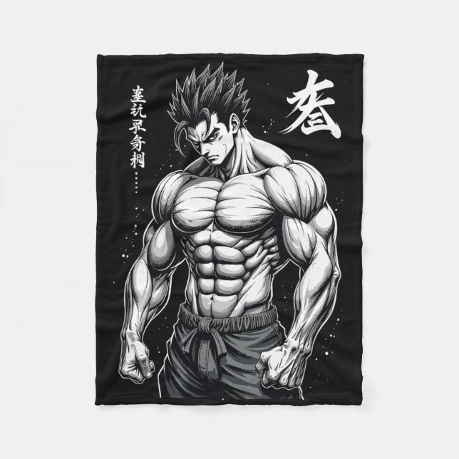 Powerlifter Jape Stil Muscle Bodybuilding Fleecefilt (Framsidan)