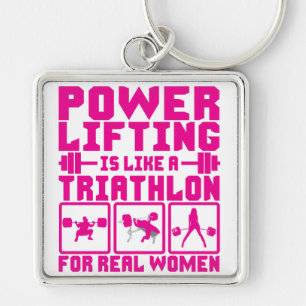 Powerlifting är lik en Triathlon för verkliga Fyrkantig Silverfärgad Nyckelring