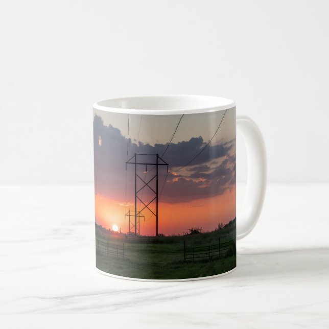 Powerline Sunset Ligcape Coffee Mugg (Framsida höger)