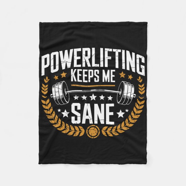 Powerlyftande Behållor Me Sane Pun Gym Powerlifter Fleecefilt (Framsidan)