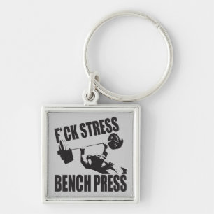 Powerlyftande motivation - F*CK-Stressa, Bench Pre Fyrkantig Silverfärgad Nyckelring
