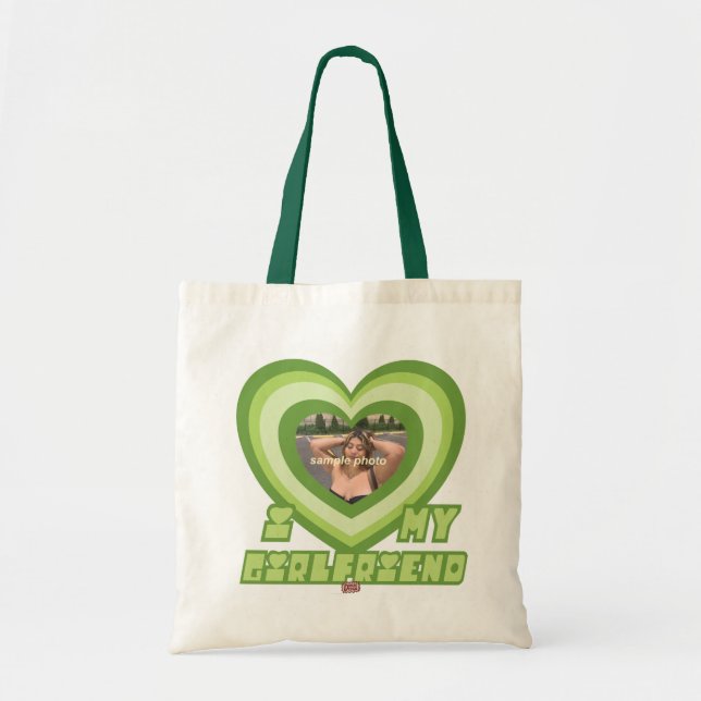 PowerPuff Dingus Grönt Heart - GIRLFRIEND Tygkasse (Framsidan)