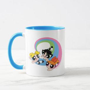 Powerpuff flickor flyger genom Himlar Mugg