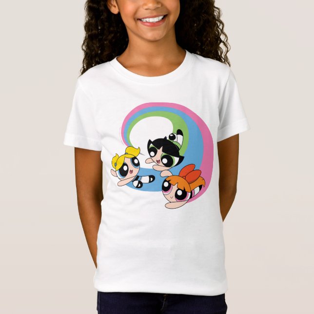 Powerpuff flickor flyger genom Himlar T Shirt (Framsida)