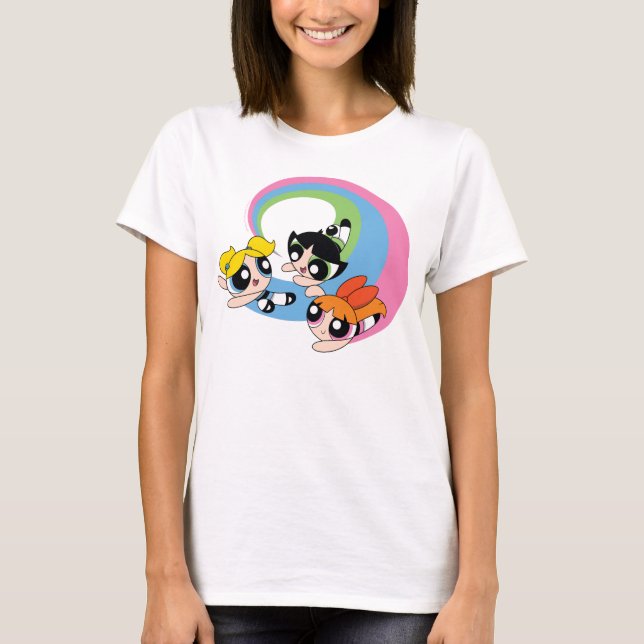 Powerpuff flickor flyger genom Himlar T Shirt (Framsida)