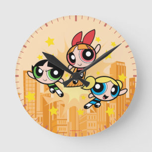 Powerpuff Flickors Spara på dagen Rund Klocka