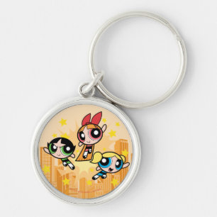 Powerpuff Flickors Spara på dagen Rund Silverfärgad Nyckelring