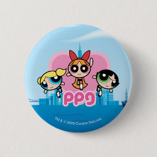 Powerpuff Flickteam Fantastisk Knapp