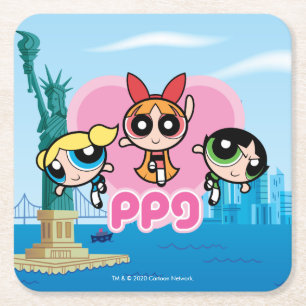 Powerpuff Flickteam Fantastisk Underlägg Papper Kvadrat