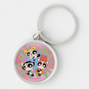 Powerpuff Girkraft Rund Silverfärgad Nyckelring