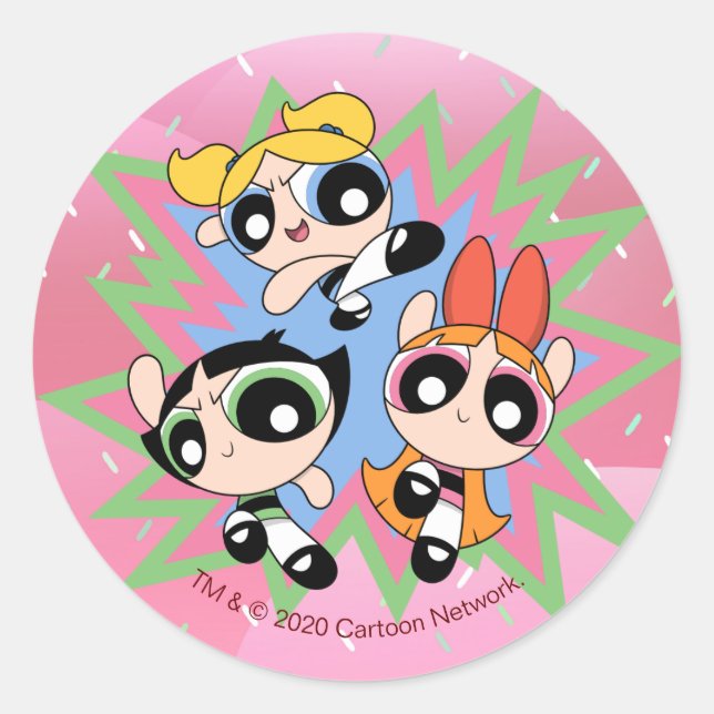 Powerpuff Girkraft Runt Klistermärke (Framsida)