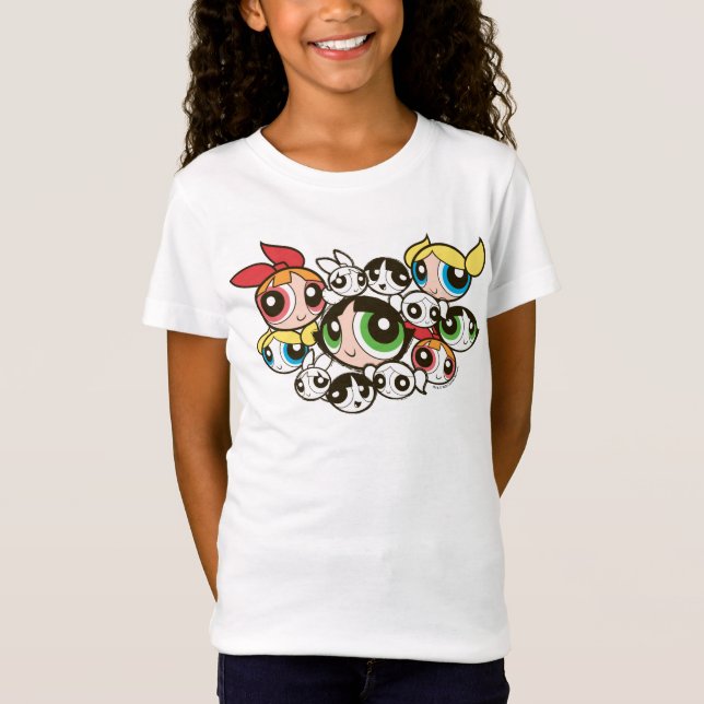 Powerpuff Girls Ansikte Mönster T Shirt (Framsida)